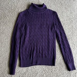 Purple Turtlneck Long Sleeve Sweater